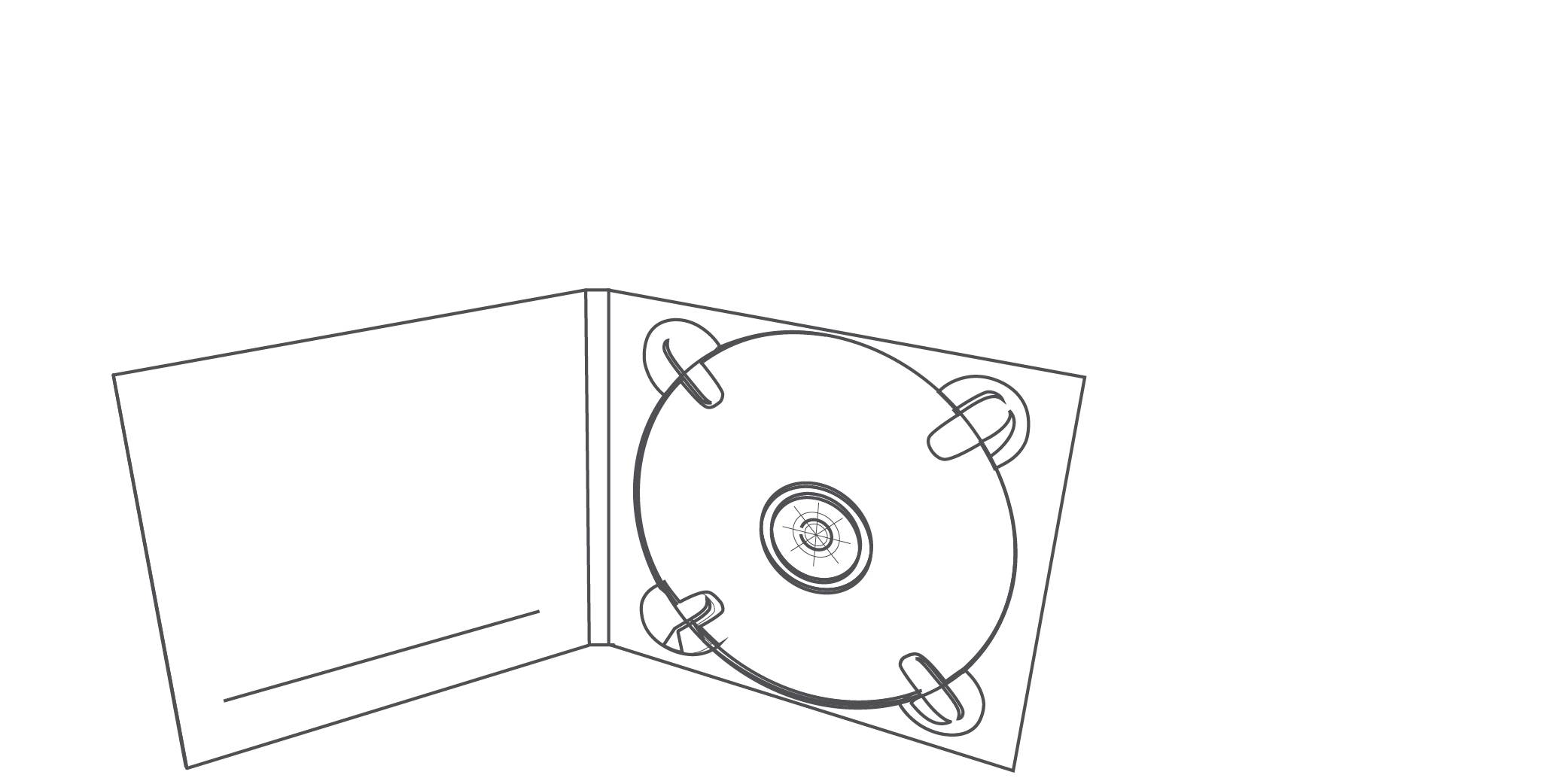 CD-DVD CD Digipack 4-seitig Bookletschlitz links Tray rechts