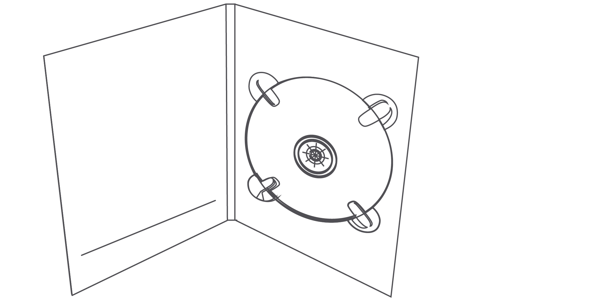 CD-DVD DVD Digipack Bookletschlitz links Tray rechts