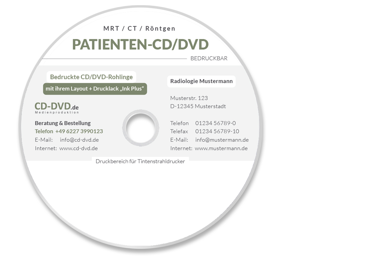 CD-DVD Rohling bedruckt bedruckbar Patienten Radiologie